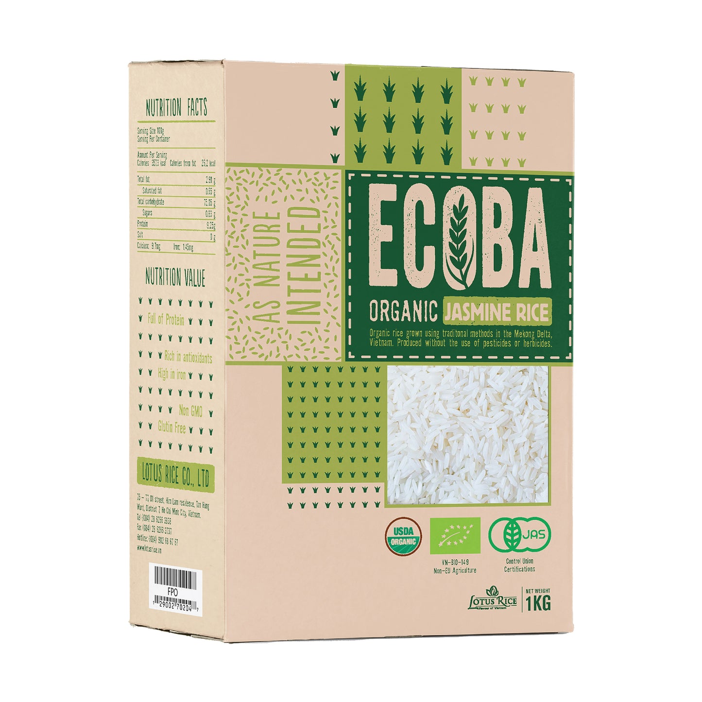 Organic Jasmine Rice ECOBA (1kg*20)